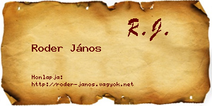Roder János névjegykártya
